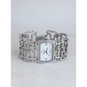 Brighton Summer Love Watch Silver Plated Lacy Filigree Band 7.5" 1" Works Fold